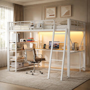 Letto a soppalco 140x200 cm con scrivania, LED e USB