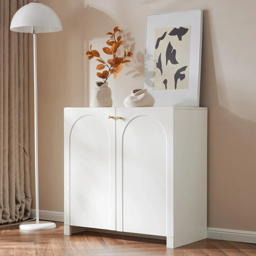 Sideboard 2 ante, crema-bianco, 80x40x80 cm