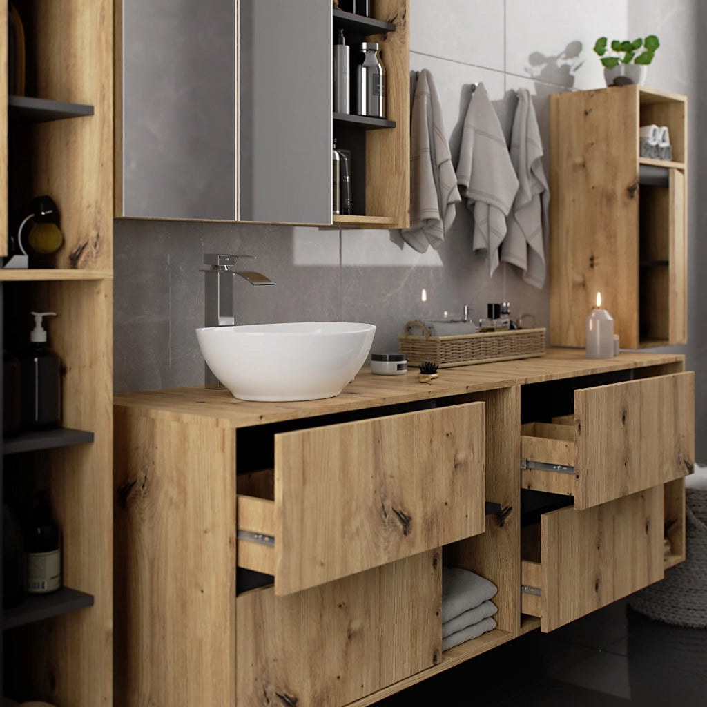 Mobile bagno sospeso VAMI Rovere Artisan, Grigio Grafite 35 cm 1 anta 35x30x80 cm