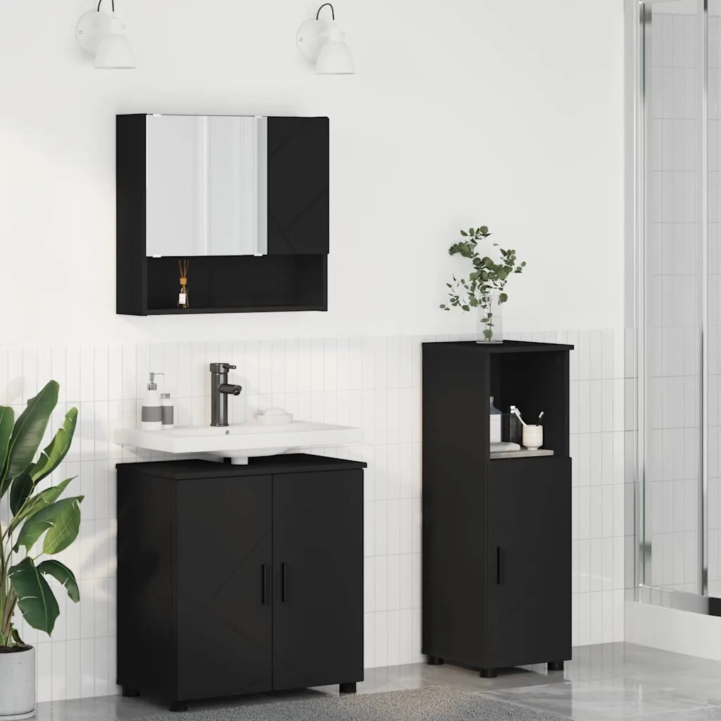 Set di mobili per il bagno Montaggio a parete 3 pcs Nero