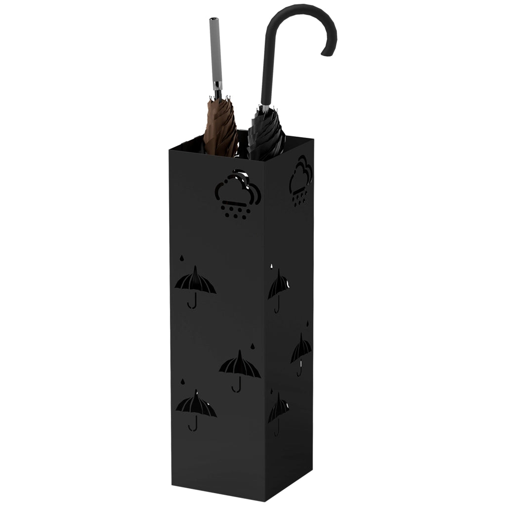 Portaombrelli in metallo con 4 ganci e vassoio ¨C Minimal ¨C Nero