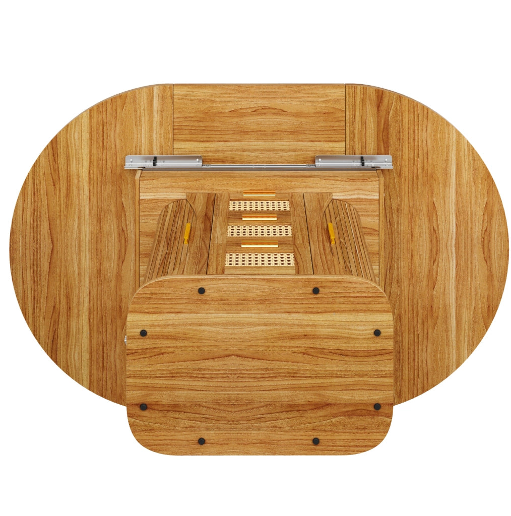 Tavolo da pranzo allungabile con cassetti in rattan, MDF effetto legno, 118-158 cm, nero/naturale/marrone