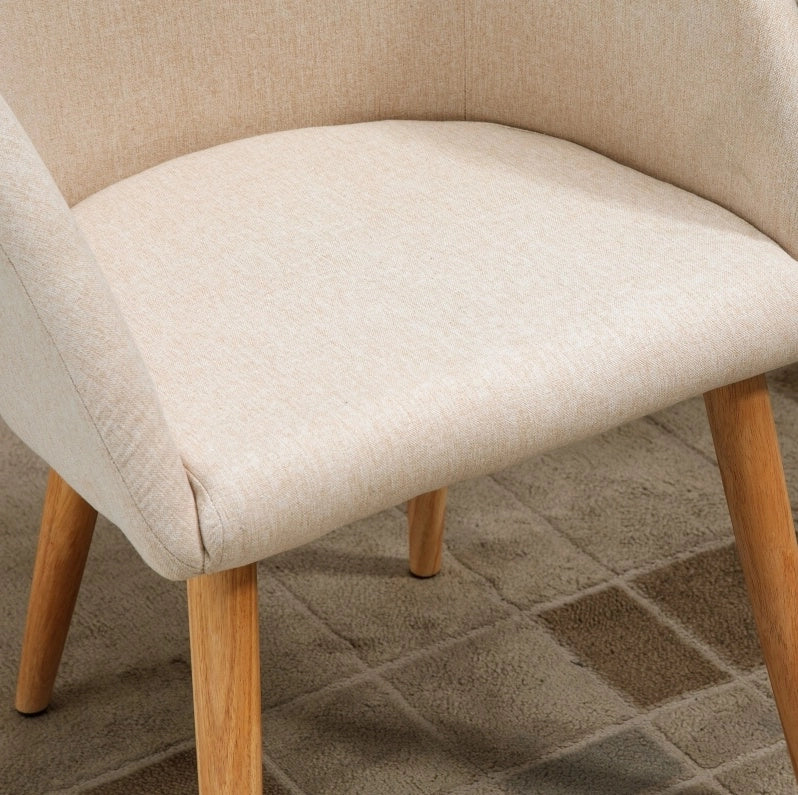 Set di 2 sedie imbottite beige con gambe in legno