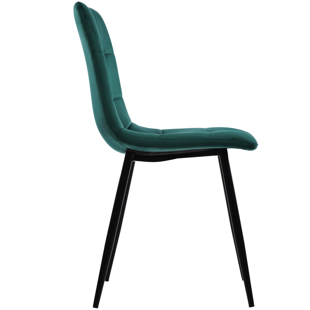 Set tavolo e sedie 5 pezzi con tavolo rotondo in MDF effetto marmo e 4 sedie in velluto verde 75 × 100 × 100 cm