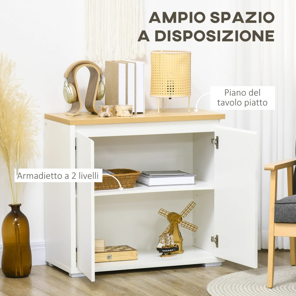 Cassettiera Multiuso con Armadietto ¨C Zephmum ¨C Bianco 80x37x75 cm