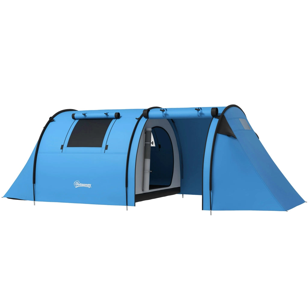 Tenda da Campeggio per 3-4 Persone Tenda Familiare Impermeabile 3000mm con 2 Vani Zona Giorno e Notte Azzurro Cielo