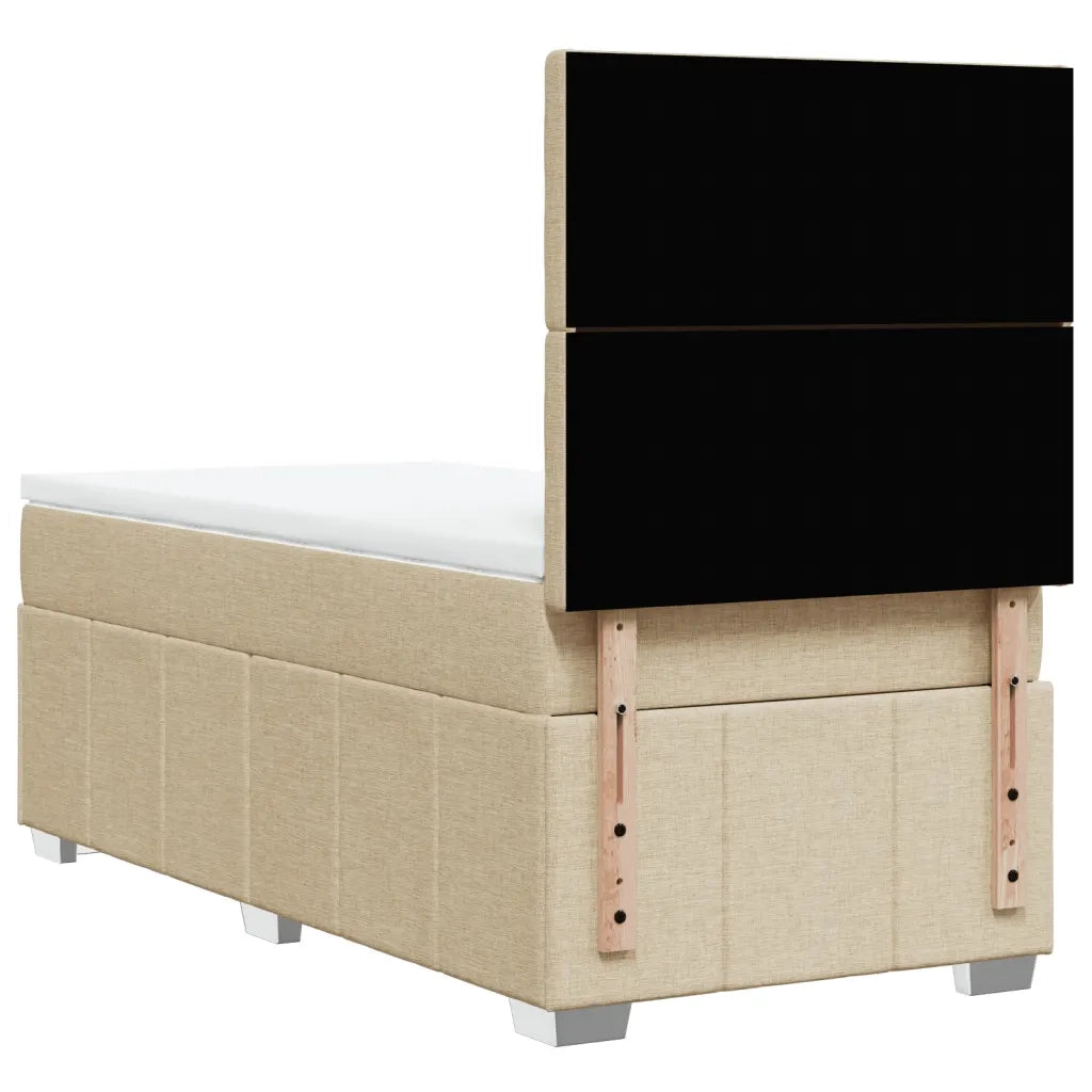 Letto singolo | Letto per adulti | Giroletto a Molle con Materasso Crema 100x200 cm in Tessuto