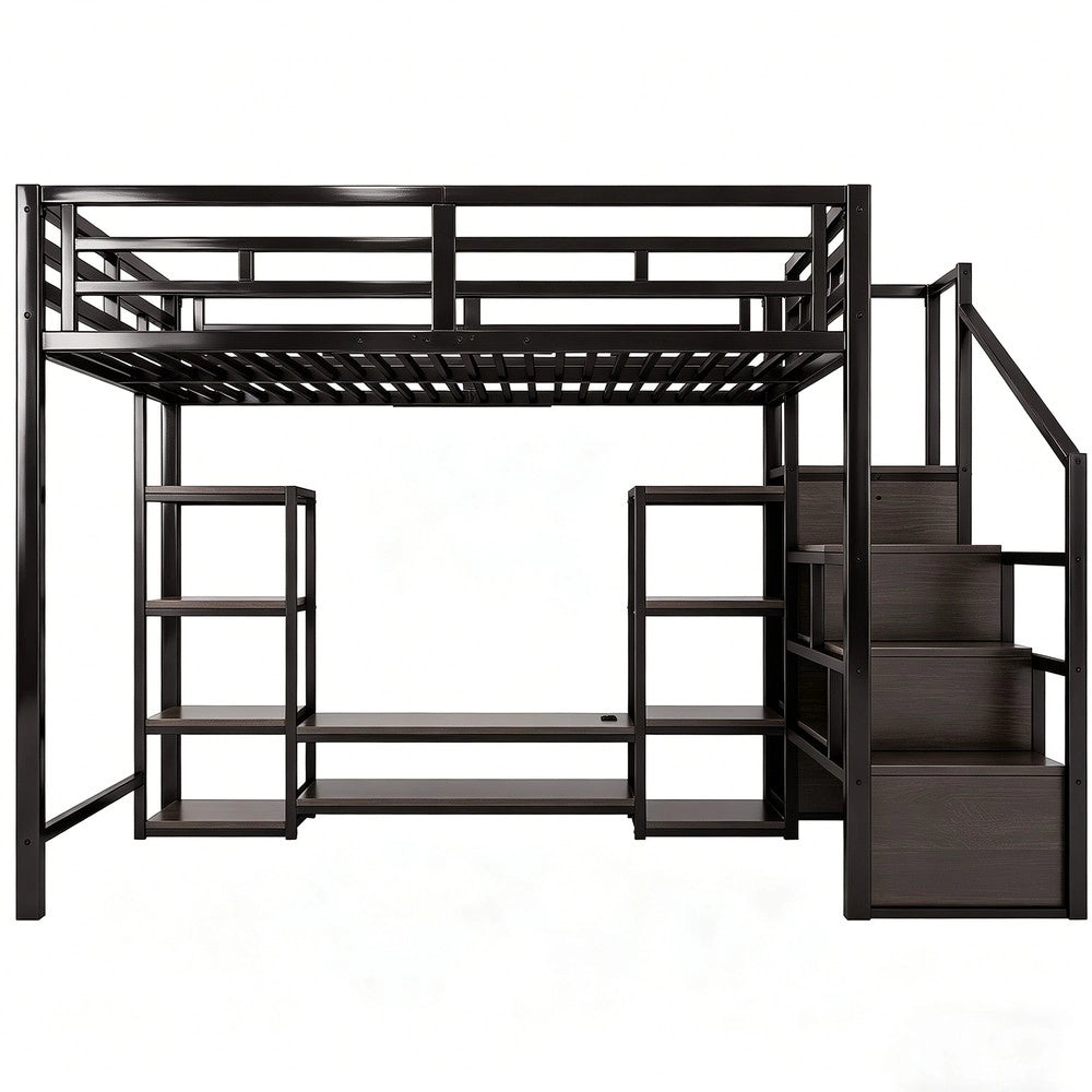 Letto a castello 140x200 - Zephmum - con TV-St?nder, presa di corrente, scala di sicurezza
