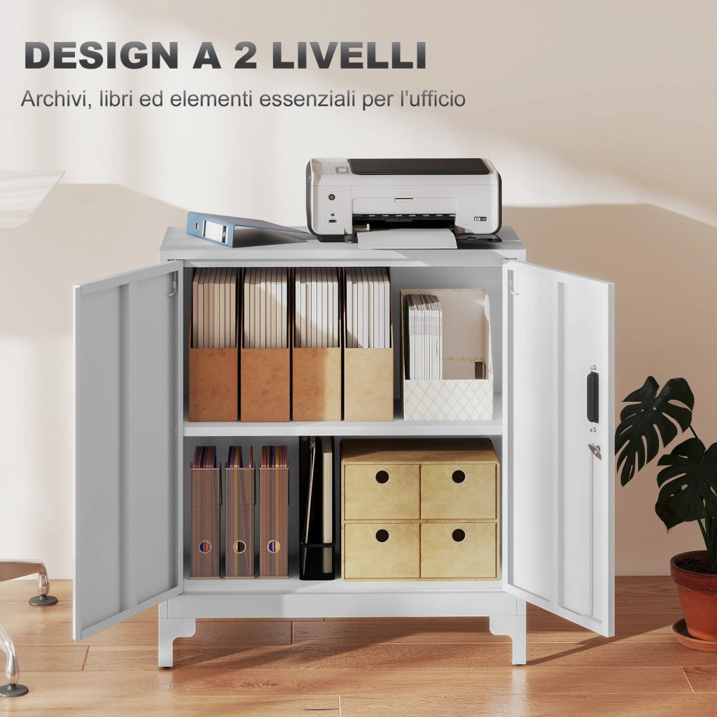 Scrivania con Ante e Ripiani ¨C Minimal ¨C Bianco 80x35x91