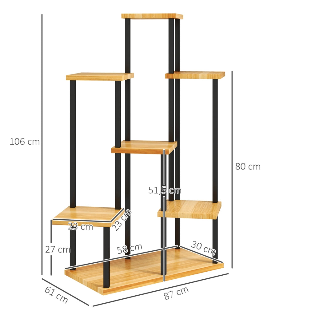 Scaffale porta piante a 7 livelli per interno ed esterno in legno di abete e acciaio, fioriera verticale multilivello per casa e giardino