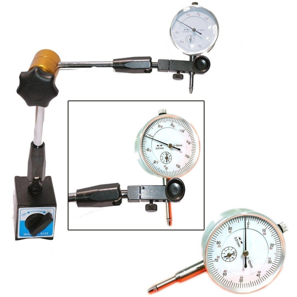 Trade Shop - Base Magnetica Snodabile + Comparatore Centesimale Tornio Base Snodabile -