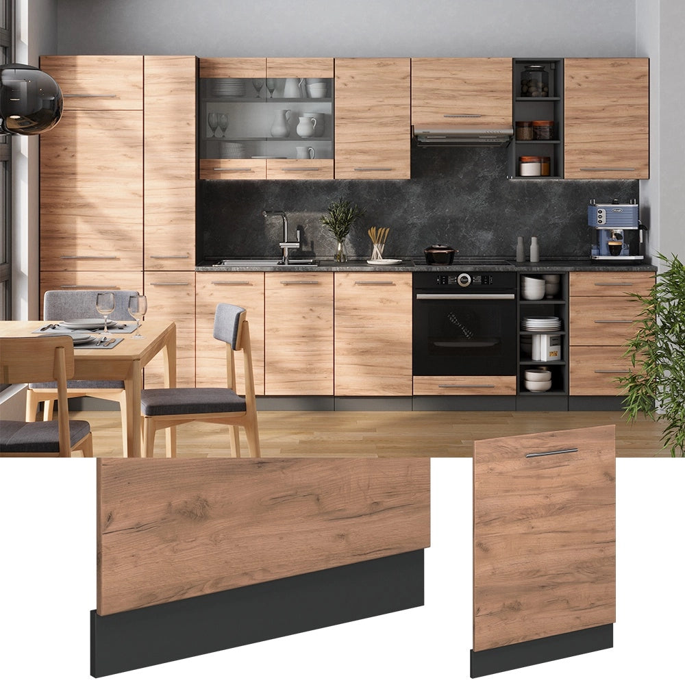 Pannello frontale della lavastoviglie Fame-Line Rovere dorato/Antracite 60 cm senza piano di lavoro Vicco