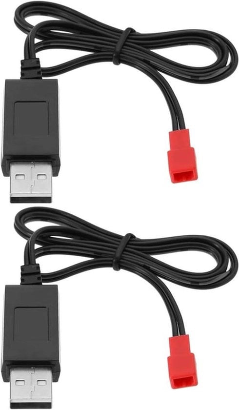 Batteria Li-po - Cavo di Ricarica USB - 3,7V - Connettore Femmina - Quadricottero RC - S39 S32 S032 S032G S029G S027G - Batteria Compatibile - Modello Rosso - 2 PEZZE.