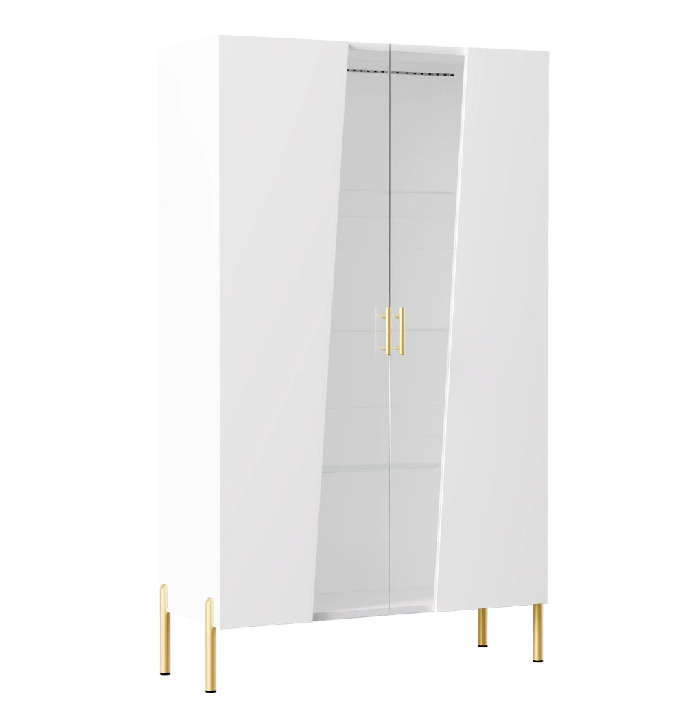 Vetrina bianca 72x40x145 cm con LED multicolore; 3 ripiani in vetro regolabili e MDF