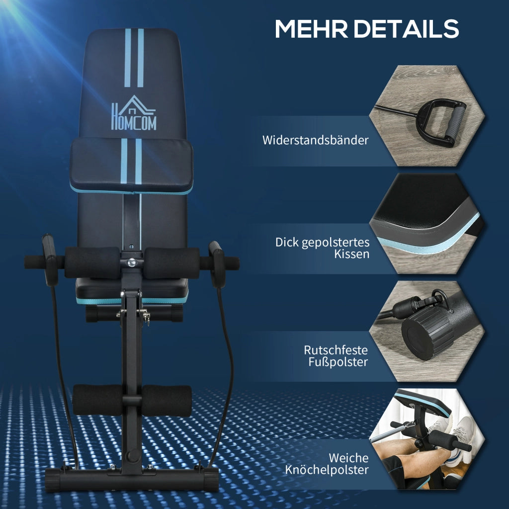 Panca Fitness Pieghevole ¨C Xylo ¨C 7 Posizioni Regolabili, Carico 120kg, Blu