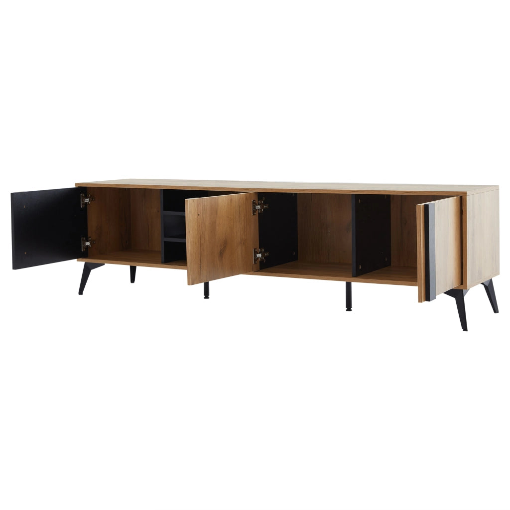 Mobile TV rustico 180 cm marrone e nero