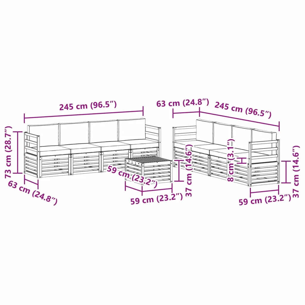 Set divani con cuscino 9 pcs Grigio Naturale e Chiaro 3374551
