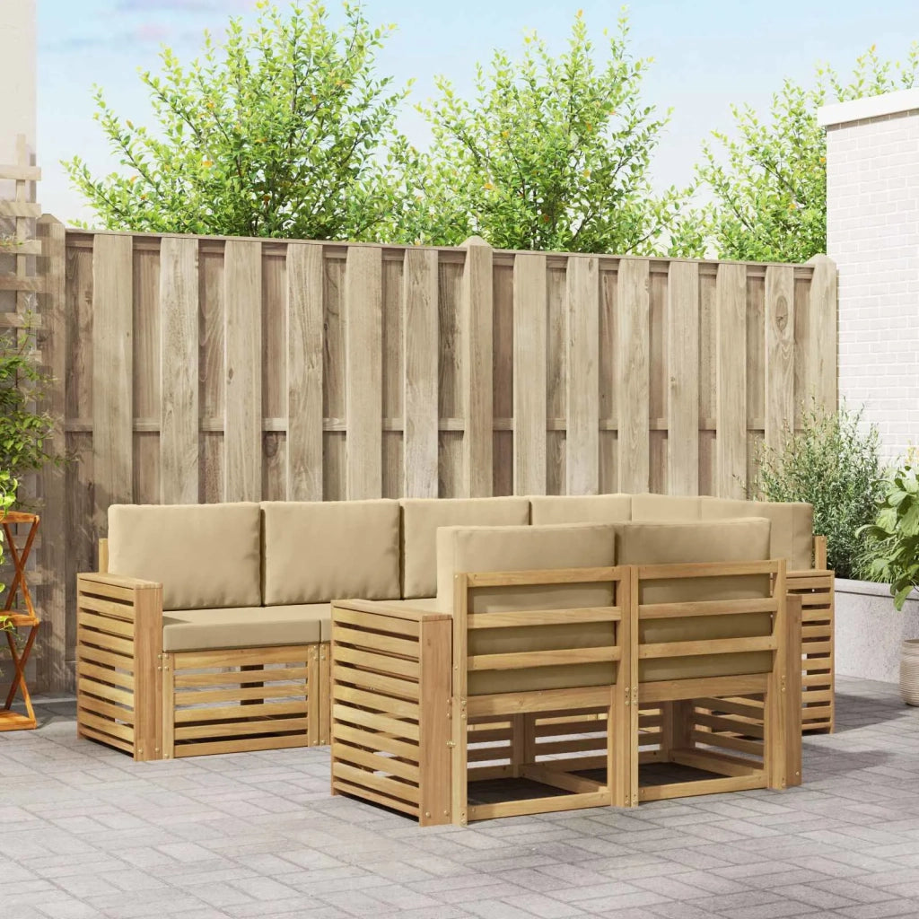 Set di divani da esterno 7 pcs Bianco e Beige 3392003