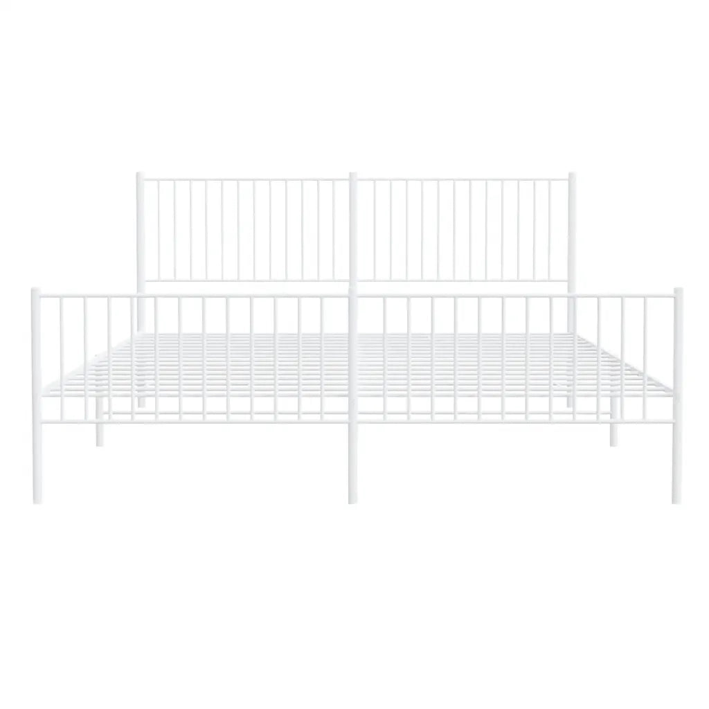 Giroletto con Testiera e Pediera Metallo Bianco 193x203 cm 350955
