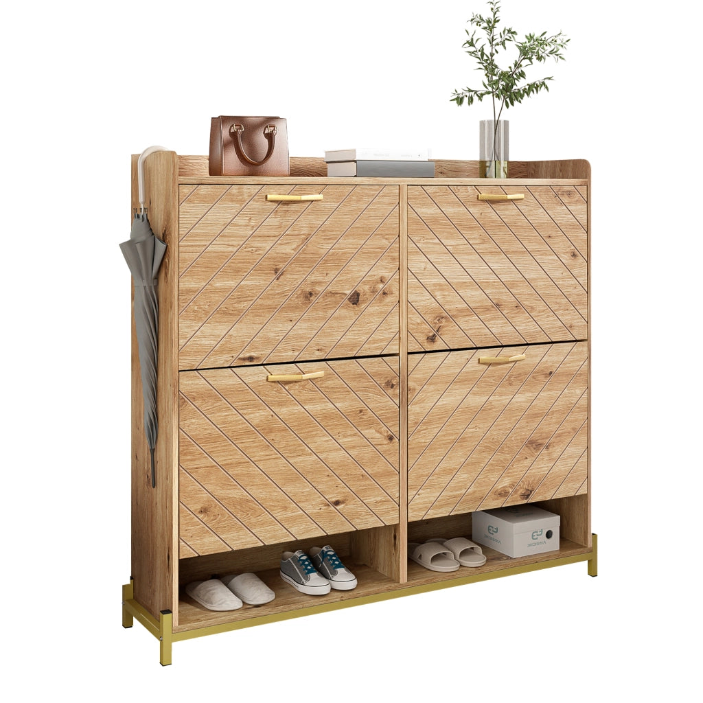 Scarpiera moderna effetto legno ¨C Scarpiera a 4 ante ¨C Scarpiera salvaspazio per ingresso, corridoio o disimpegno ¨C Robusta ed elegante