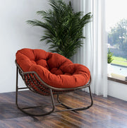 Sedia a dondolo da esterno in rattan arancione 78x106x90 cm