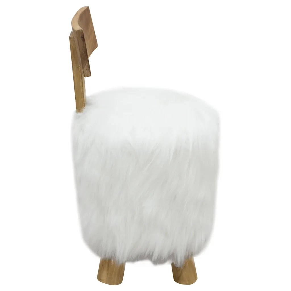 Sgabello Bianco in Legno Massello di Teak 285207