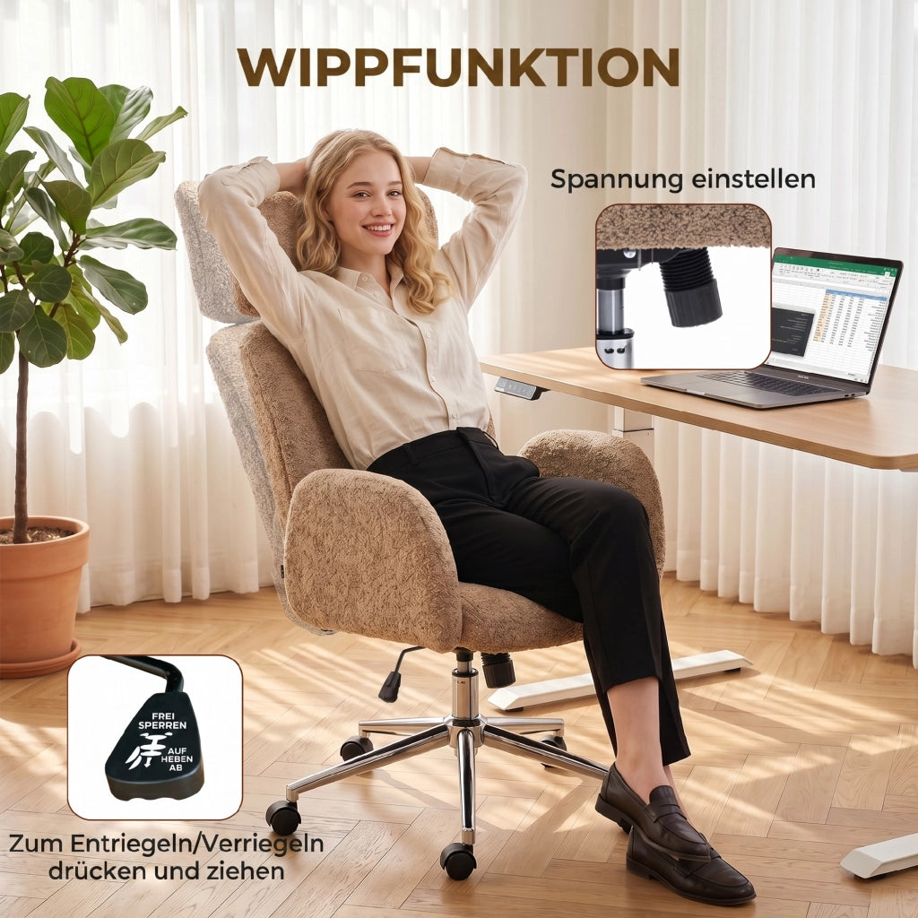 Sedia da ufficio ergonomica ¨C Minimal ¨C marrone, altezza regolabile
