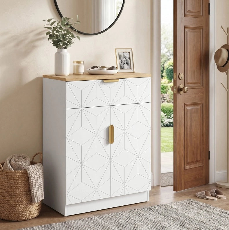 Credenza bianca con cassetto e ripiani regolabili