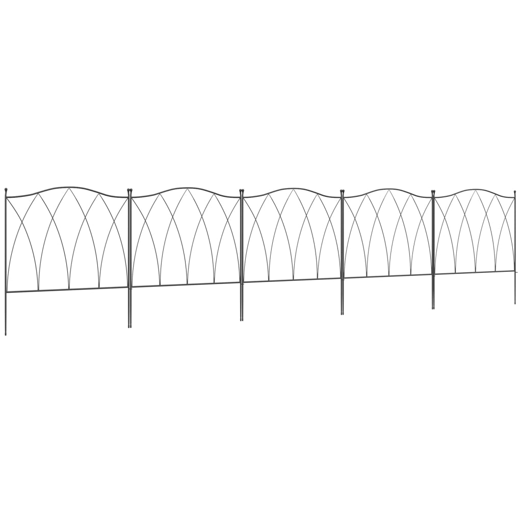 Recinzione decorativa da giardino - Xylo - Set 5 pezzi metallo nero 305x62 cm