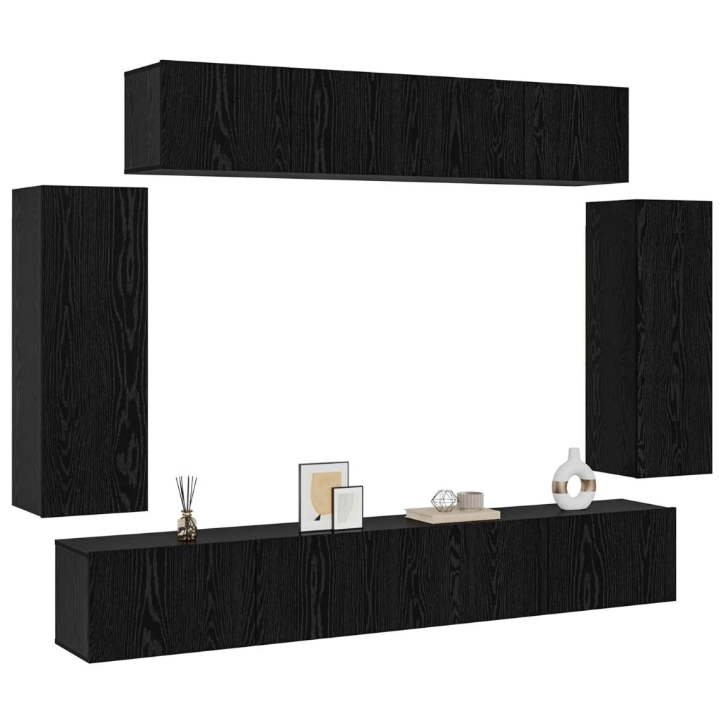 Set mobile TV 6 pcs Rovere Nero 100 x 30 x 30 cm 3332583