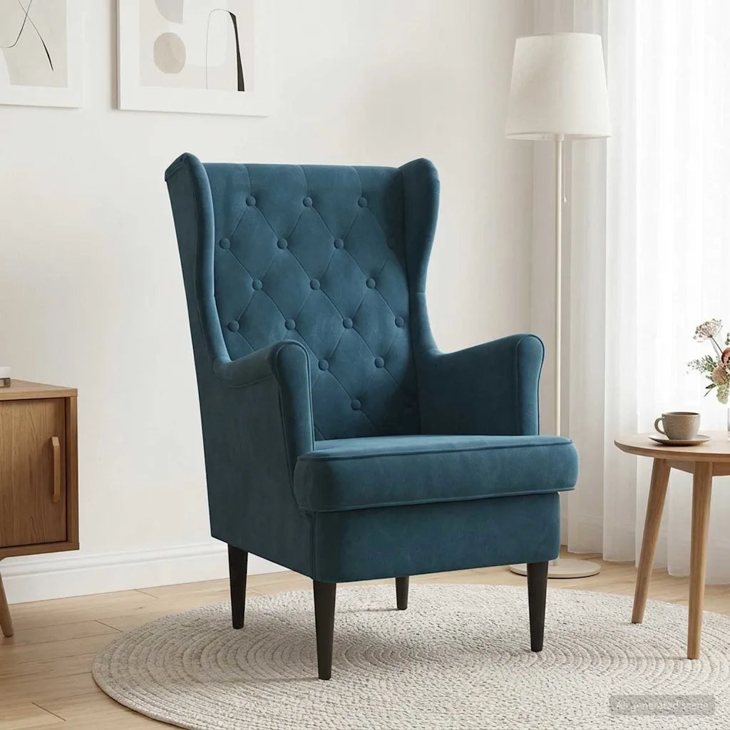Poltrona-Divano Sedia Blu Velluto 840796