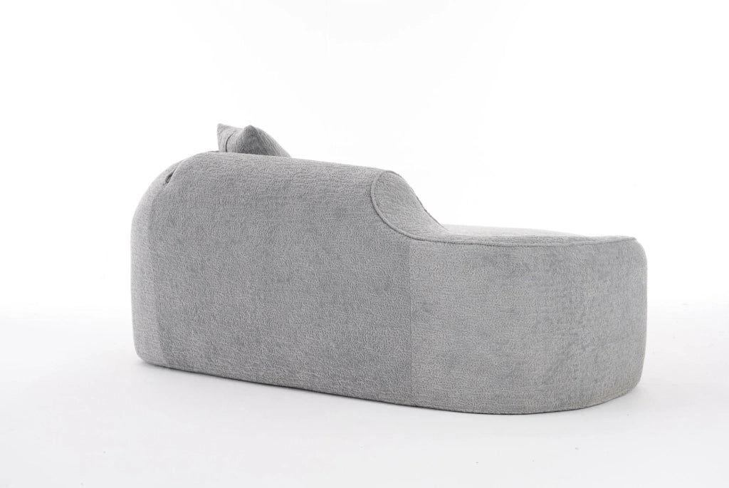 SOFA Letto 2 Posti Chaise Longue in Chenille Grigio Chiaro con Cuscino