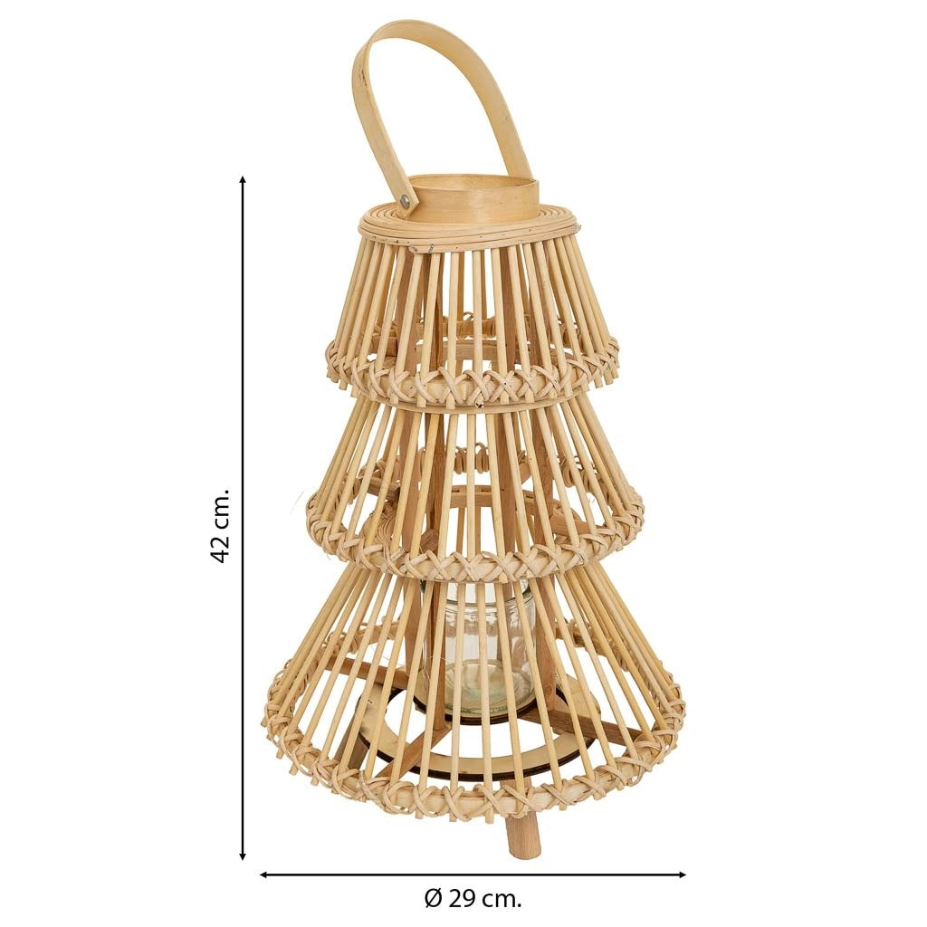 Lanterna portacandela in bambù marrone d29x42h