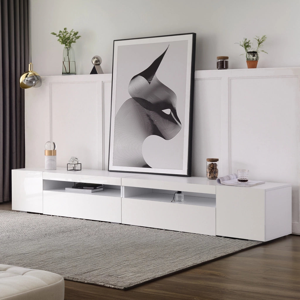 MOBILE TV 240 cm con LED variabile MDF Bianco