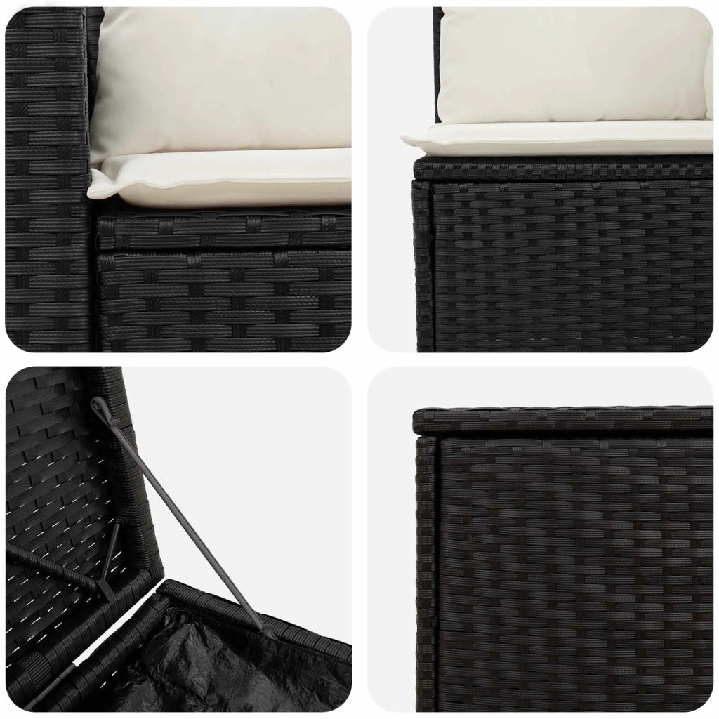 Set di divani 7 pz Nero e Bianco Crema 3448795