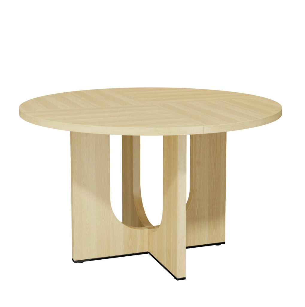 Tavolo da pranzo rotondo ULEVR ?120 cm per 4-6 persone, in MDF colore rovere, stile scandinavo