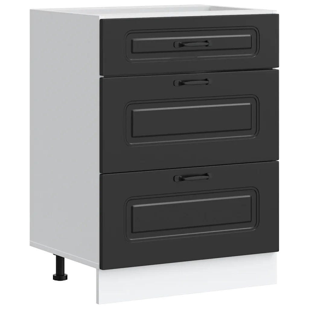 Pensile da cucina | Mobiletto da cucina "Kalmar" Nero in legno ingegnerizzato