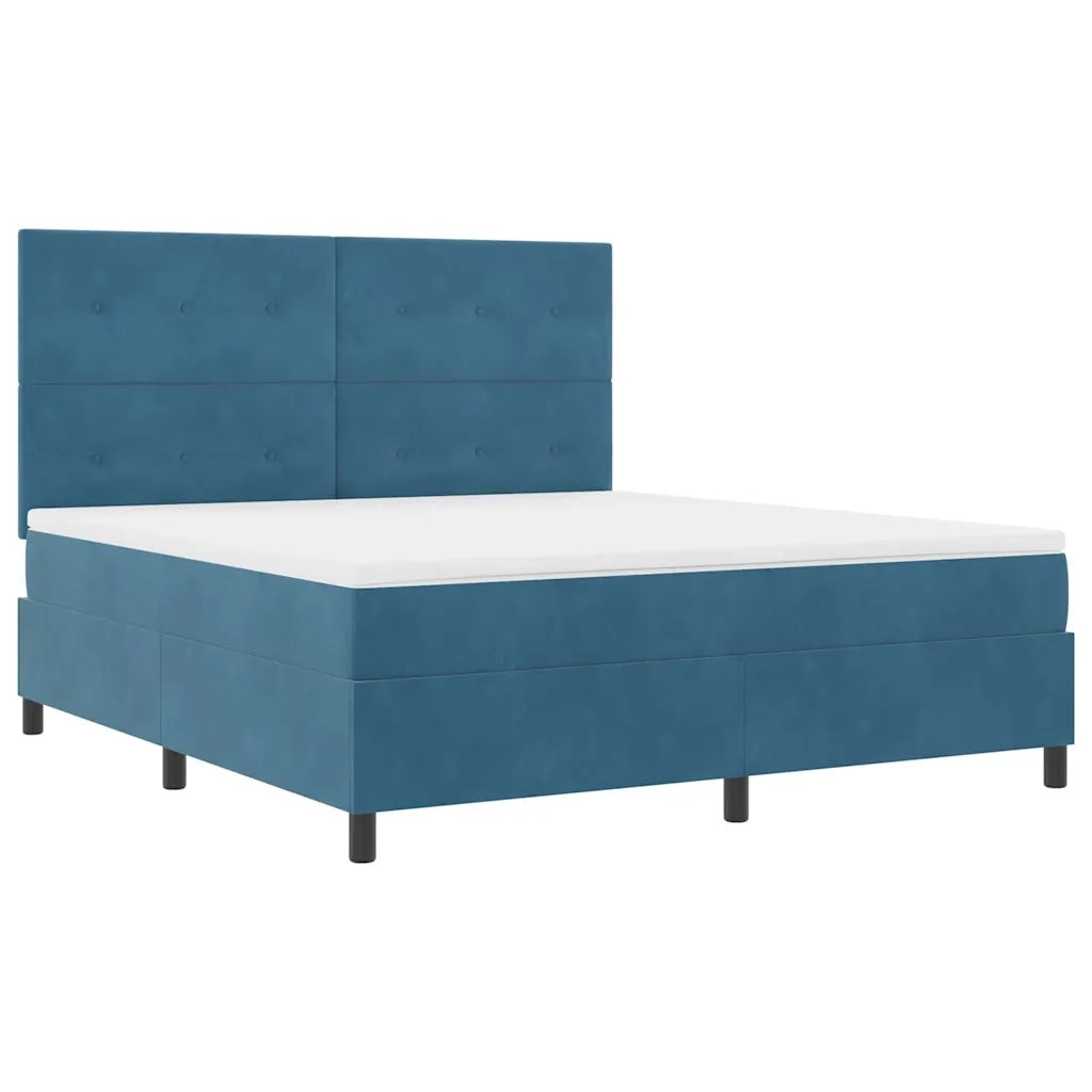 Letto a Sorgente LED Blu Scuro 180 x 200 cm Tessuto
