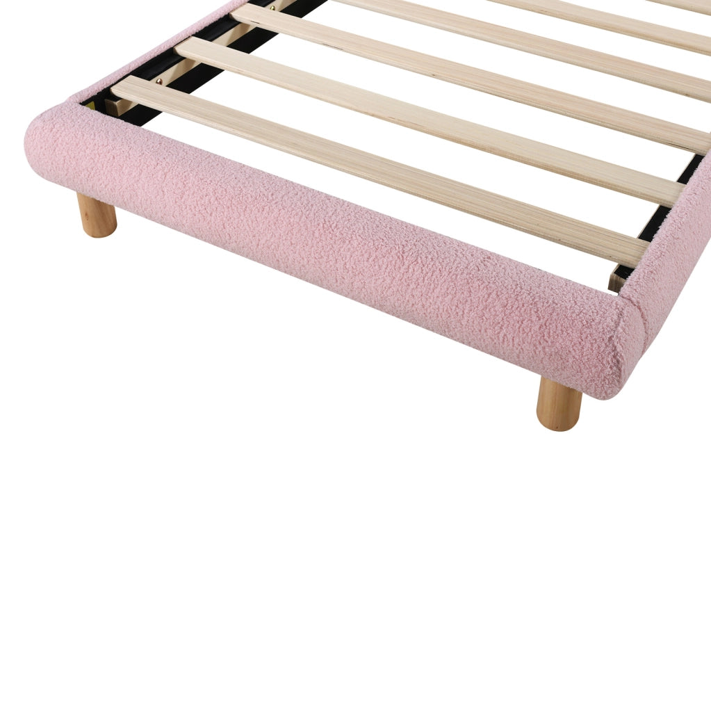 LETTO singolo 90x200 cm imbottito in Bouclé rosa