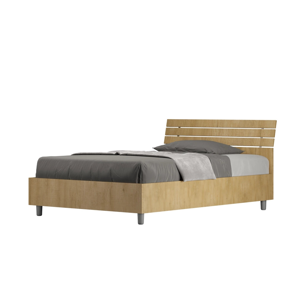 BS COM Letto una piazza e mezza con rete 120x200 testata inclinata con doghe quercia