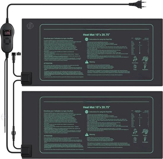Matrice di riscaldamento per piante - 6 pezzi 1 termostato - 25 x 52 cm - Impermeabile - 30W - Matrice di crescita - Matrice di riscaldamento per piante - Riscaldamento per piante - Propagatore