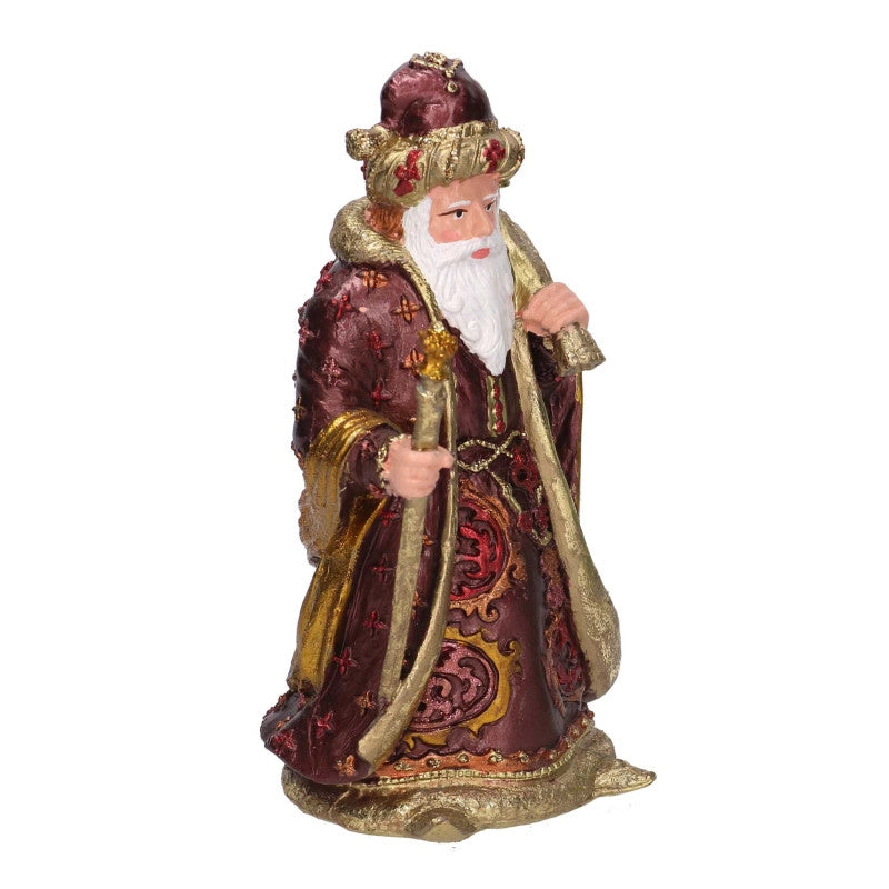 Babbo natale resina bordeaux e oro cm 12x10h20