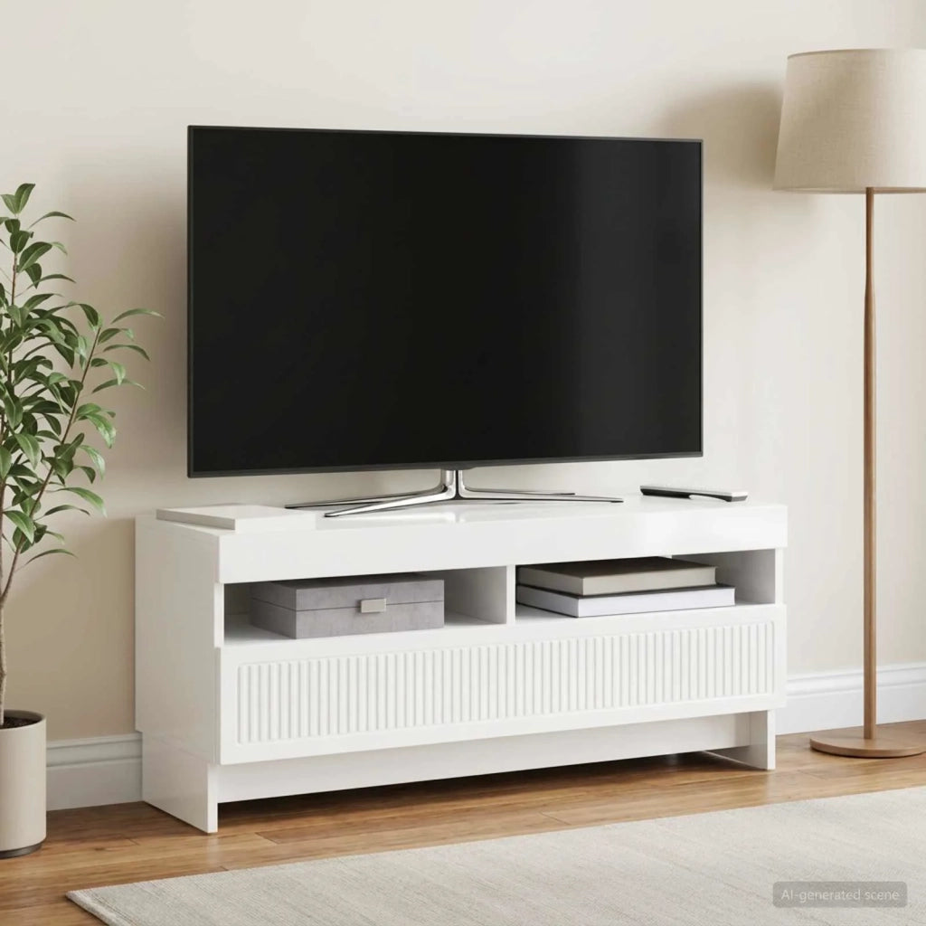 Mobile TV LED Bianco Lucido Legno ingegnerizzato 896109