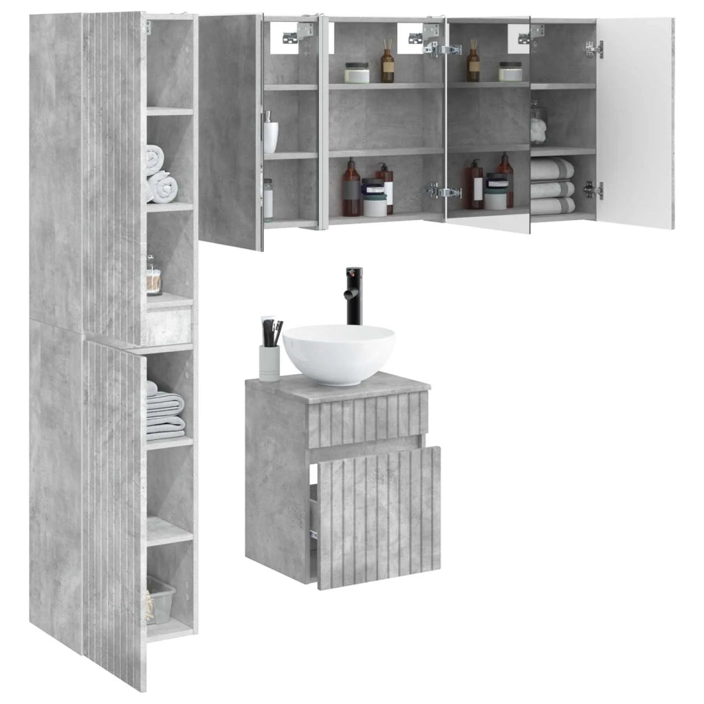 Set di Armadi da Bagno 5 pz Grigio Cemento Legno ingegnerizzato 3407354