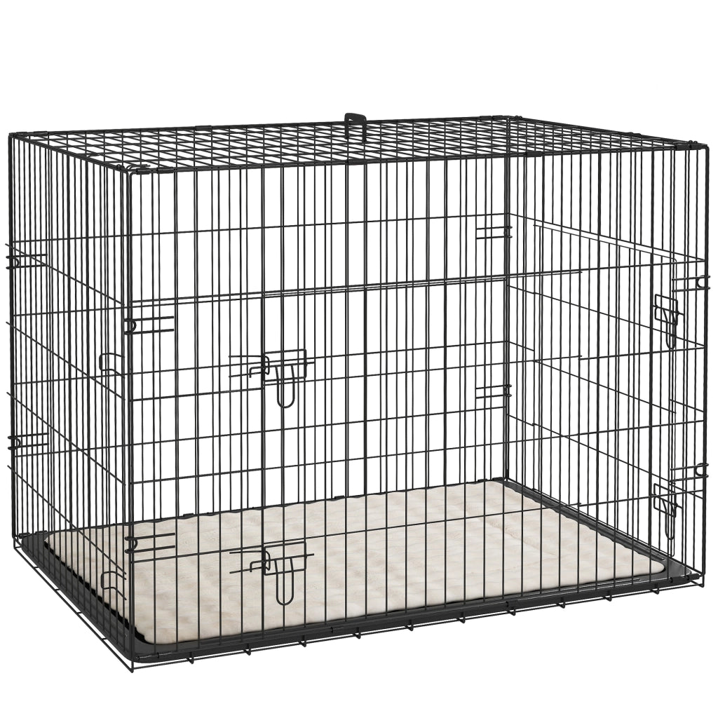 Gabbia pieghevole per cani con maniglie e cuscino ¨C Xylo ¨C 90x57,5x62 cm nero