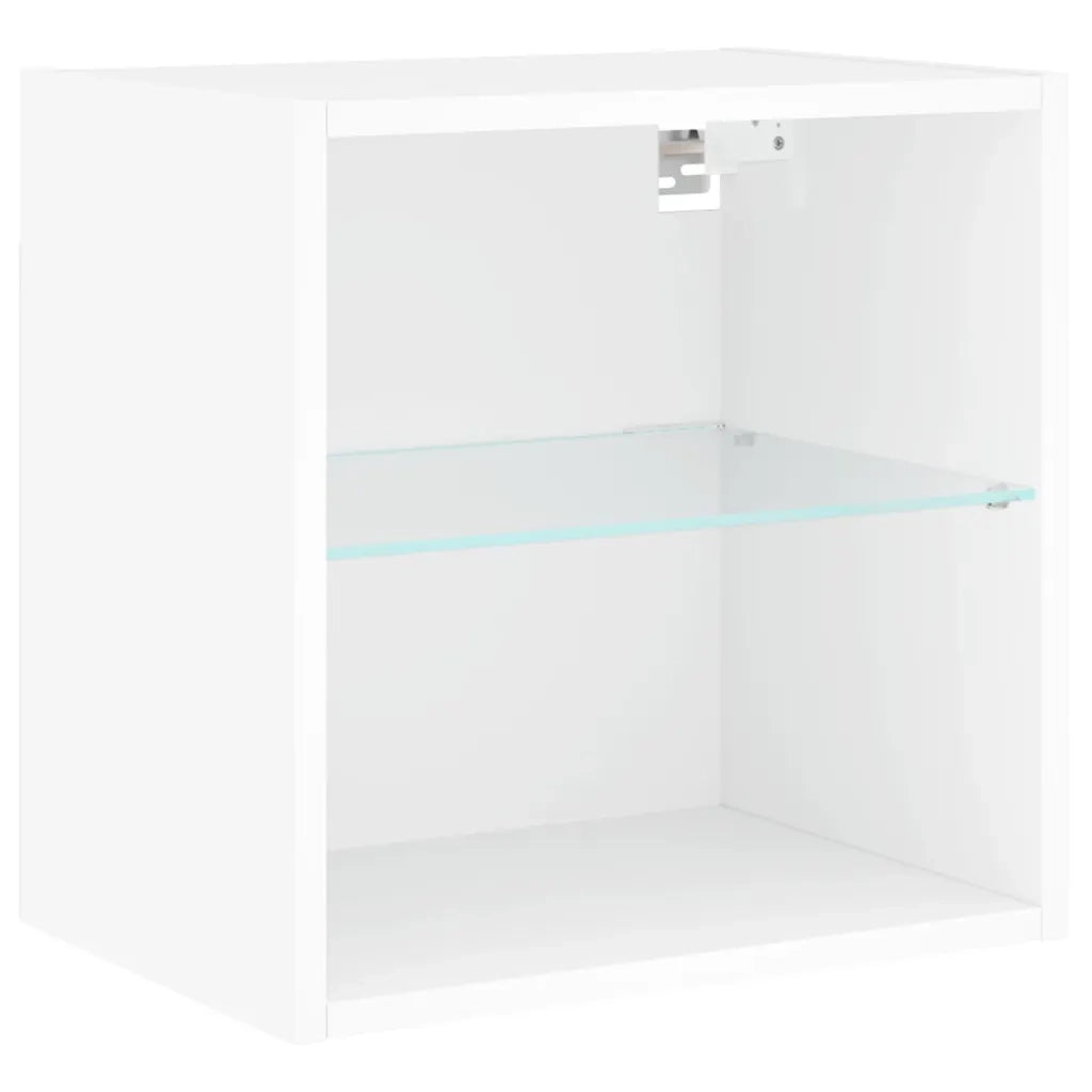 Mobili TV a Muro con LED 8pz-Set di 8 Credenza per TV sospesa Bianchi in Legno Multistrato