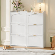 Scarpiera salvaspazio con 6 scomparti ribaltabili, mobile alto bianco 120x23x118 cm per ingresso e corridoio