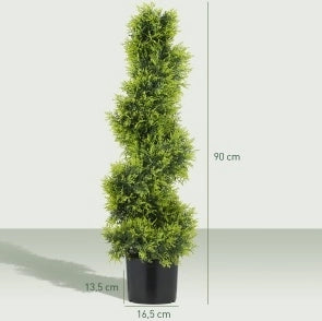 Pianta artificiale ULEVR a spirale 90 cm con 693 foglie PE, in vaso, verde, per interno ed esterno