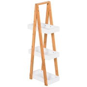 SCAFFALE BAGNO 3 RIPIANI IN MDF E BAMBÙ, 30X18X81CM, COLORE LEGNO E GRIGIO