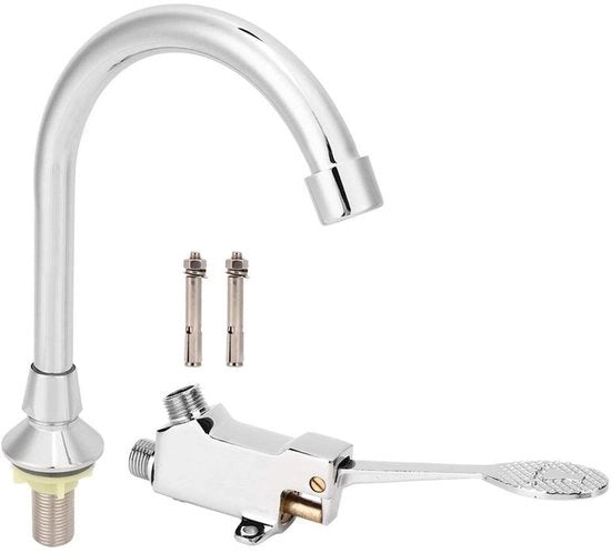 Set di scarico con pedale per il piede - impianto di scarico - accessori per laboratorio - materiale resistente all'usura alluminio/ABS - progettato per l'igiene - facile da installare - set di scarico